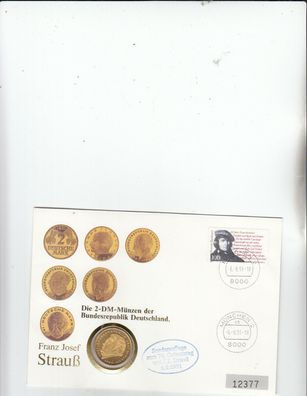 Strauß Franz Josef schöner Numisbrief von 1991