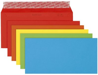 Elco 74617.00 Briefumschlag Color - DL, Kleinpackung 20 Stück, 5 Farben sortiert, ...