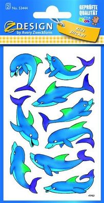 10x Avery Zweckform® 53444 Z-Design Kinder Sticker Delfine 2 Bogen/18 Sticker