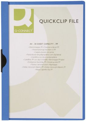Q-Connect® KF00462 Klemm-Mappe - blau, Fassungsvermögen bis 30 Blatt