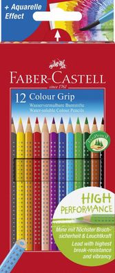 Faber-Castell 112412 Buntstift Colour GRIP - 12 Farben sortiert, Kartonetui(S)