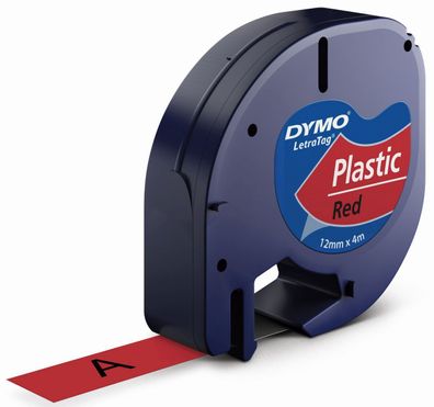 Dymo S0721630 Letratag Band Plastik rot 12 mm x 4 m