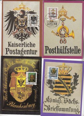 Historische Posthausschilder 4 Maxik. DDR von 1990