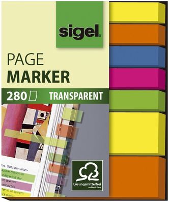 Sigel® HN616 Haftmarker Folie - 2x 50x12 mm, 5x 50x6 mm, 5 Farben, 280 Streifen