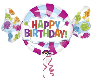 amscan® 3161701 Folienballon Bonbon Happy Birthday - 101 x 60 cm