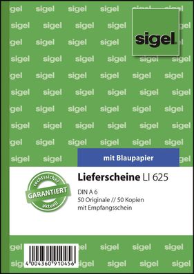 Sigel® LI625 Lieferscheine mit Empfangsschein - A6, 1. und 2. Blatt bedruckt, 2 x ...