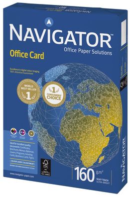 Navigator N16A4 Office Card - A4, 160 g/ qm, weiß, 250 Blatt