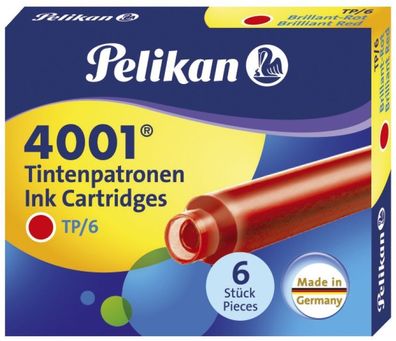Pelikan® 301192 Tintenpatrone 4001® TP/6 - brillant-rot, 6 Patronen