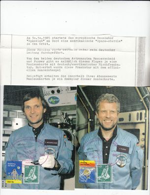 Space - shuttle Messerschmid + Furrer Maxik. BRD 1985
