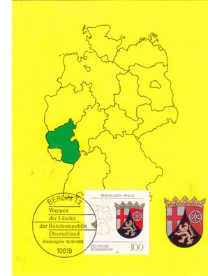 Rheinland-Pfalz Wappen der Länder Maxik. BRD 1993