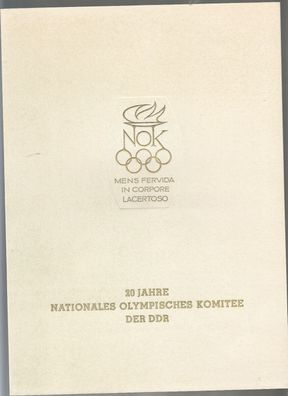 DDR 20. Jahre Olympisches Komitee 1971 schönens Erinnerungsblatt