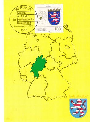 Hessen Wappender Länder Maxik. BRD 1993