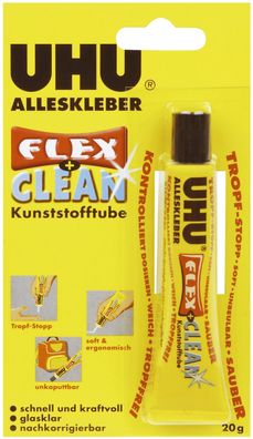 UHU® 46405 Der Alleskleber FLEX + CLEAN, Tube mit 20 g, Infokarte