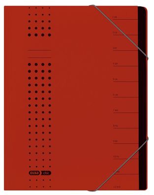 Elba 400001993 Ordnungsmappe chic Karton (RC) 450 g/ qm A4 12 Fächer rot