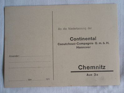 AK , PK Continental Hannover Chemnitz, Reklame Werbung , ungelaufen 30er Jahre