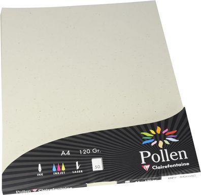 Clairefontaine 55010C - Packung mit 50 Blatt Briefpapier Pollen, 100% Recycling ...