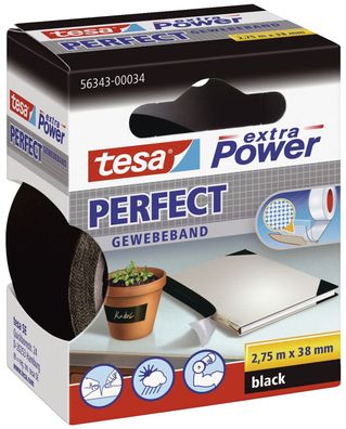 Tesa® 56343-00034-03 Gewebeklebeband extra Power Gewebeband, 2,75 m x 38 mm, schwarz
