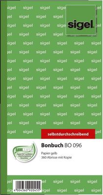 Sigel® BO096 Bonbuch - o. Kellner-Nr., 360 Abrisse, SD, gelb, 105x200 mm, 2 x 60 ...