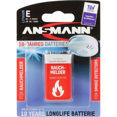 Ansmann 5021023-01 1 Lithium 9V-Block speziell für Rauchmelder(T)