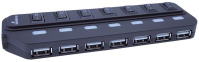 MediaRange MRCS504 USB 2.0 Hub 1:7 mit seperaten Ein-/ Aus-Schaltern