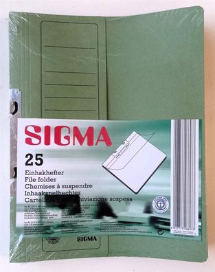 Sigma Einhakhefter 25 Stück Manilakarton grün