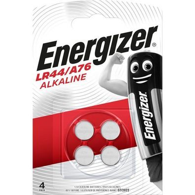 Energizer E300141402 Knopfzellen-Batterie Alkaline LR44/ A76 1,5Volt 4 Stück