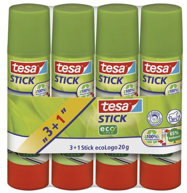 Tesa® 57088-00200-01 Alleskleber Stick ecoLogo Klebestift ohne Lösungsmittel 4x20g...