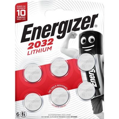 Energizer E303272400 Knopfzellen-Batterie Lithium CR2032 3,0Volt - 6 Stück