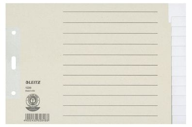 Leitz 1226-00-85 Register Tauenpapier blanko A5 quer Überbreite 12 Blatt grau(T)