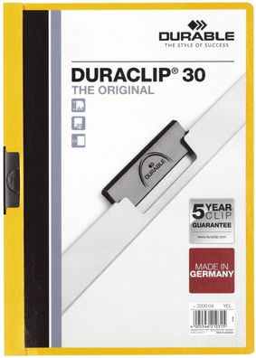 Durable 2200 04 Klemm-Mappe Duraclip® 30, DIN A4, gelb