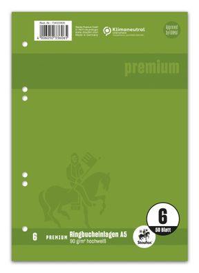 Staufen® 734033606 Ringbucheinlage Premium LIN 6 - A5, 90 g/ qm, 50 Blatt