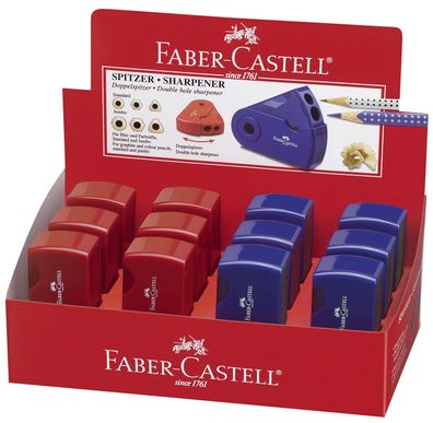 Faber-Castell 182701 Doppelspitzdose SLEEVE - rot / blau sortiert