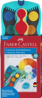 FABER-CASTELL 125003 Connector Farbkasten 12 Farben inkl. Deckweiß türkis(S)