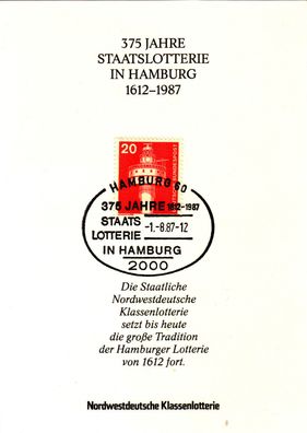 Staatslotterie in Hamburg 350 Jahre 1987 super SST