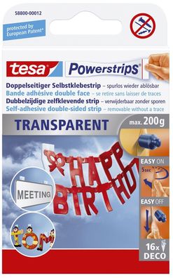 Tesa® 58800-00012-03 Powerstrips® Deco ablösbar Tragfähigkeit 200 g transparent(T)