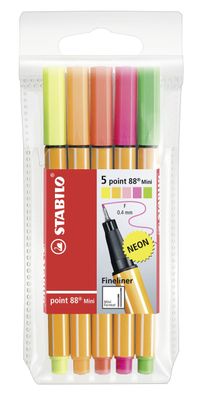 Stabilo® 68805-1 Fineliner point 88® Mini Etui "Neon", mit 5 Stiften