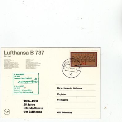 Lufthansa B 737 Hamburg -Düsseldorf 1980