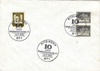 Kitzingen 10. J. Briefmarkenfreundeschöner SST von 1962