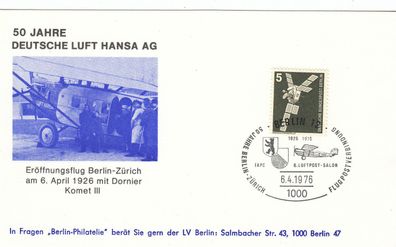 Berlin 6. Flugpostsalon super SST 1976