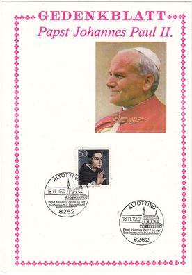 Papst Johannes Paul II in Altötting schönes Gedenkblatt 1980