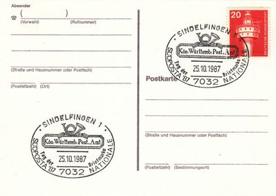 Sindelfingen Tag der Briefmarke schöner SST 1987