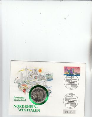 275 J. Rhein - Ruhr Hafen schöner Numisbrief von 1991