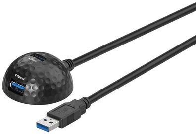 Goobay 95918 USB 3.0 Hi-Speed Verlängerungskabel mit Standfuss, Schwarz, 1.5 m - ...