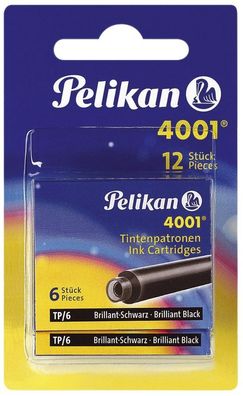 Pelikan 330803 Tintenpatrone 4001® TP/6 - brillant-schwarz, Blister mit 2 Etuis a ...