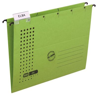 Elba 100552088 Hängemappe chic - Karton (RC), 230 g/ qm, A4, grün