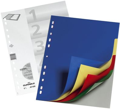 Durable 6730 27 Register - PP, blanko, farbig, A4, 5 Blatt