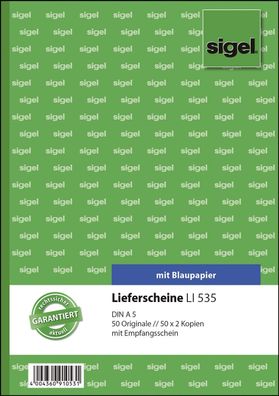 Sigel® LI535 Lieferscheine mit Empfangsschein A5 1. 2. und 3. Blatt bedruckt 3 x ...