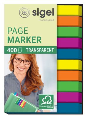 Sigel® HN617 Haftmarker Folie 50 x 6 mm 5 Farben 400 Streifen(S)
