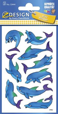Avery Zweckform® 53444 Z-Design Kinder Sticker Delfine 2 Bogen/18 Sticker