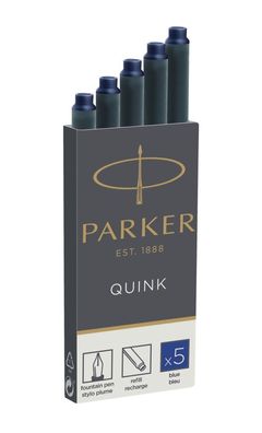 Parker 1950383 Tinte für Füllhalter Quink Tintenpatrone königsblau 5 Patronen(S)
